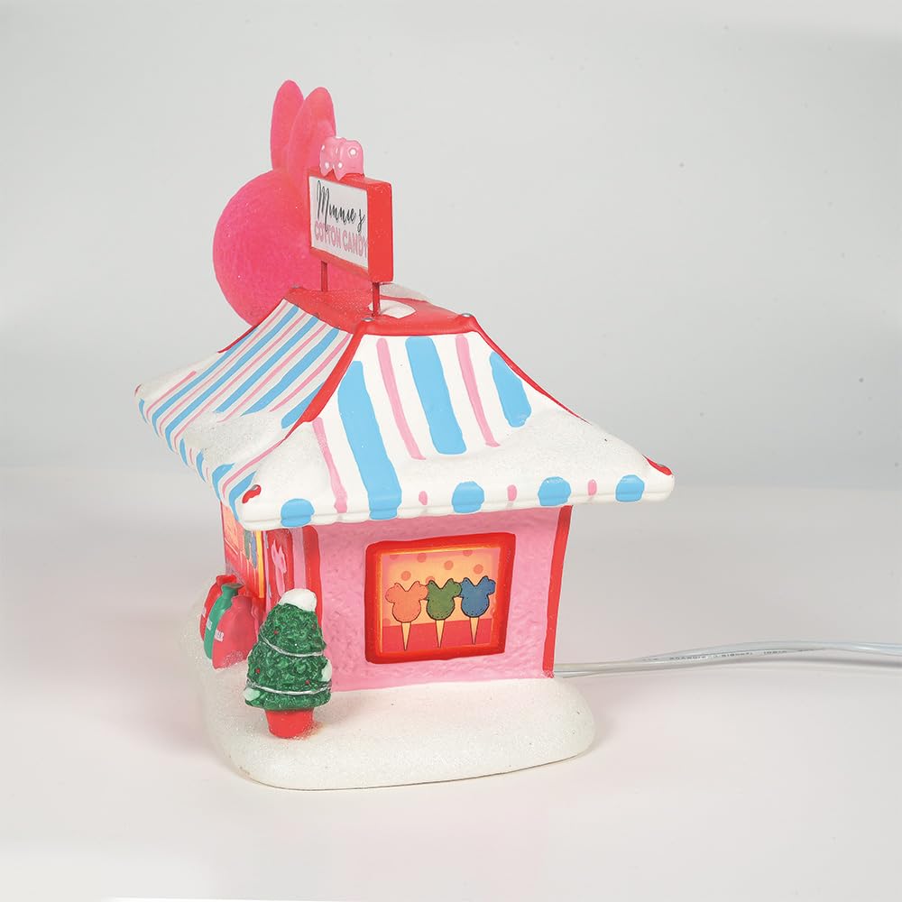 Disney Village Minnie Cotton Candy Shop Lit Building, 7.5 Inch, Multicolor,6001318