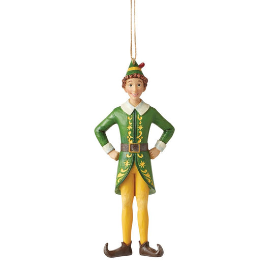 Elf by Jim Shore Buddy Classic Pose Hanging Ornament, 5.71 Inch, Multicolor