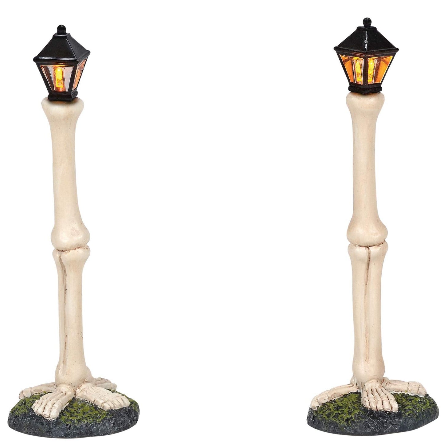Village Collection Accessories Halloween Femur Bone Street Lights Lit Figurine Set, 4.75 Inch, Multicolor