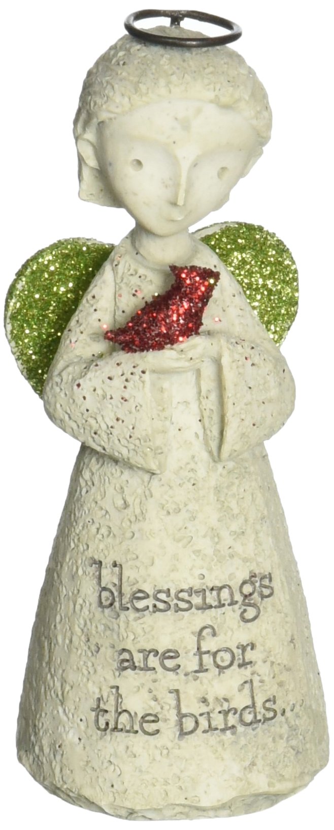 Bless You Mini Angel with Bird Figurine 3.25 in