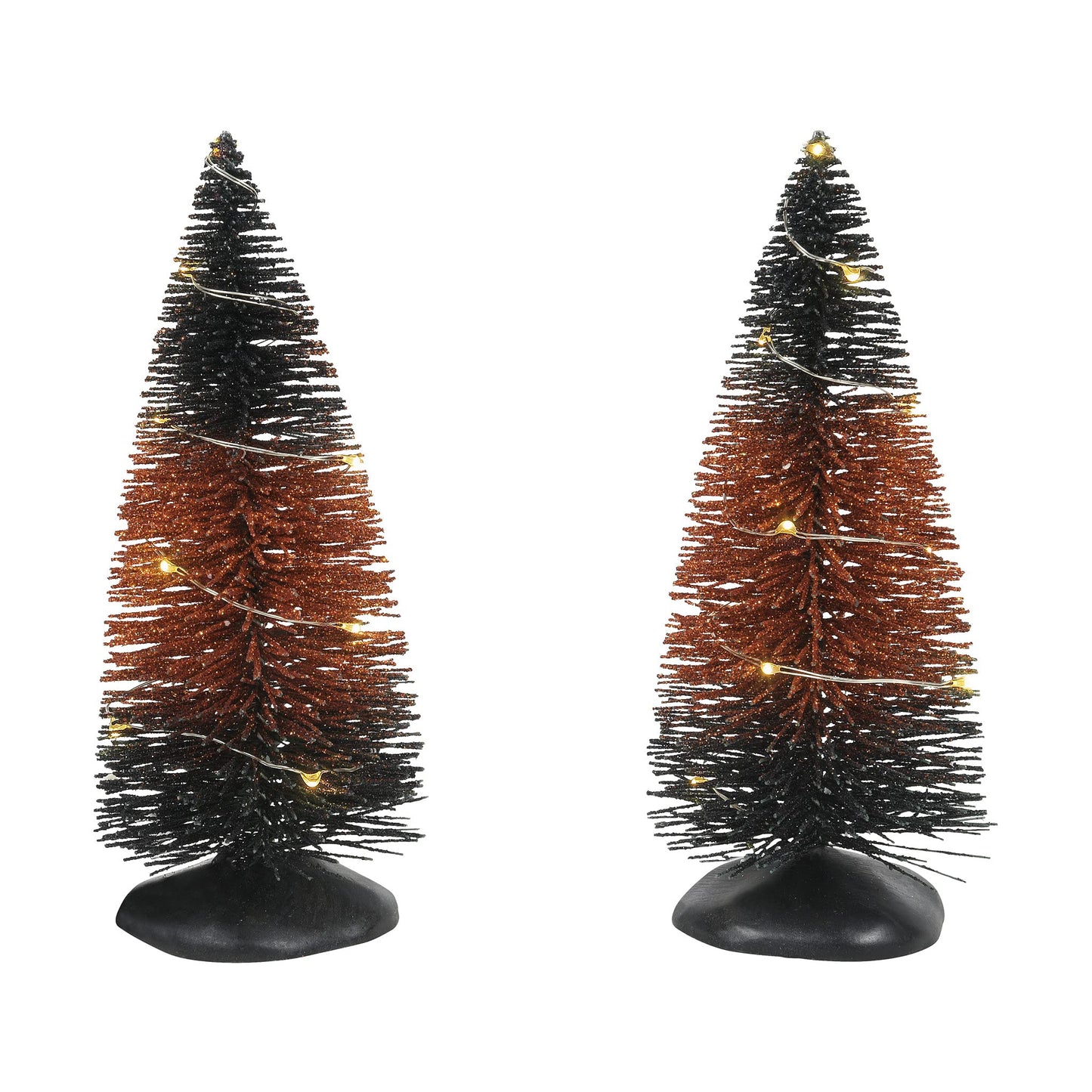 Village Accessories Halloween Traditional Trees Lit Figurine Set, 7 Inch, Black and Orange