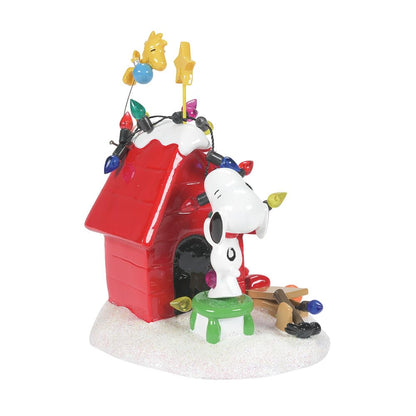 Peanuts Decoration, Snoopy‚Äôs Dog House, Woodstock, Christmas Lights, 8", Red