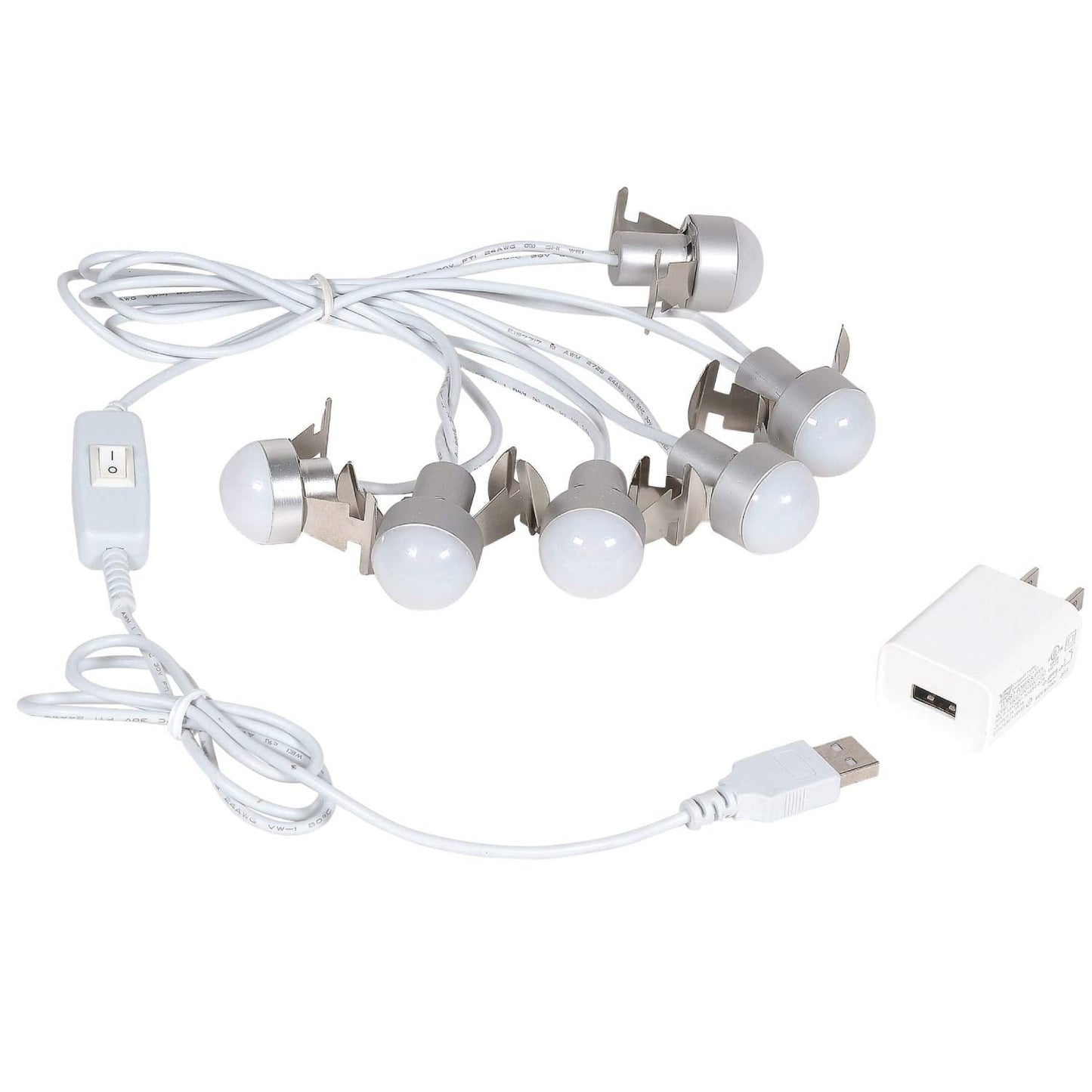 6005528 Village Collection USB LED 6 Light Accessory Set, 108 Inch,Plastic, White