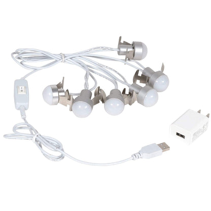 6005528 Village Collection USB LED 6 Light Accessory Set, 108 Inch,Plastic, White