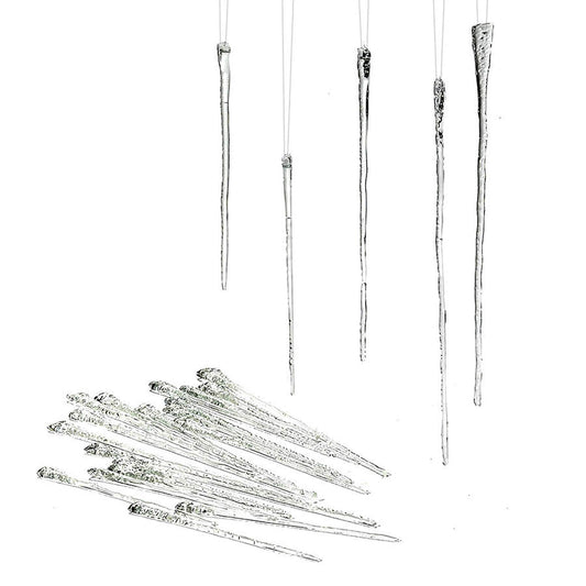 Christmas Basics Glass Icicles Hanging Ornament Set, Various Sizes, Clear