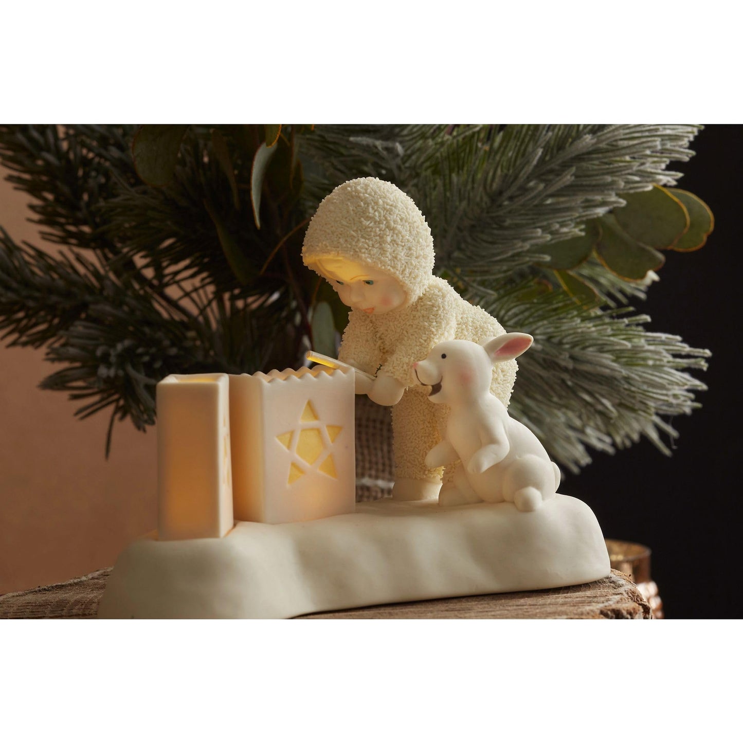 Snowbabies Woodland Wonder Let Your Light Shine Bright Lit Figurine, 4.45 Inch, Multicolor