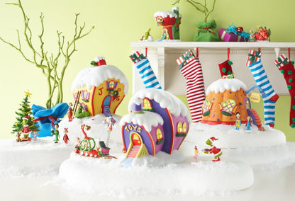 Dr. Seuss Grinch Village Cindy Lou - Who's House Lit Building, Collectible Christmas Village House Decor, Hand Painted Porcelain with LED Lights and Wall Cord, 7.48 Inch, Multicolor