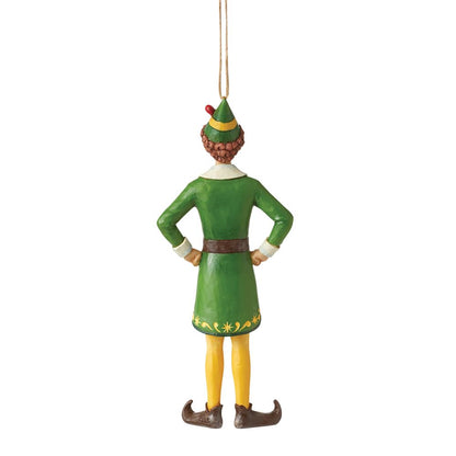 Elf by Jim Shore Buddy Classic Pose Hanging Ornament, 5.71 Inch, Multicolor
