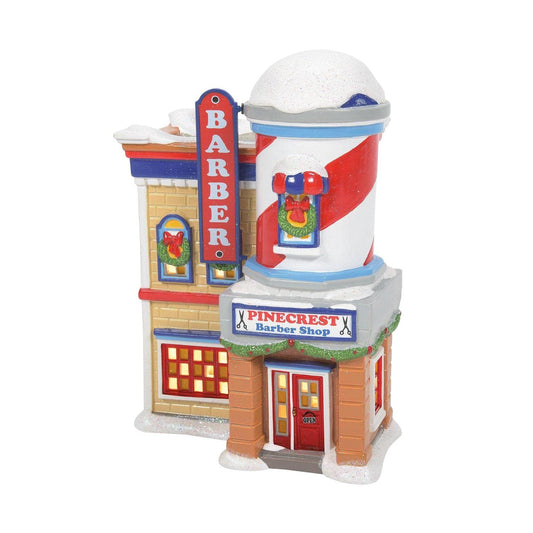 Peanuts Village Pinecrest Barber Shop Lit Building, 7.44 Inch, Multicolor