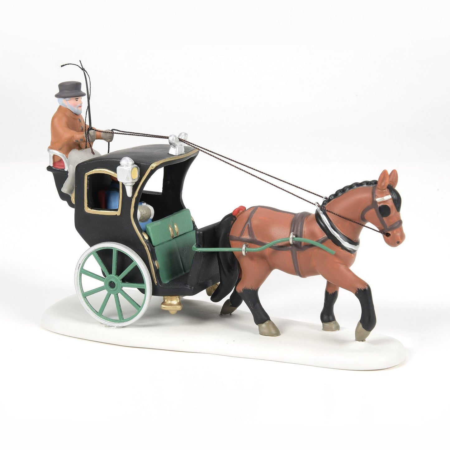 Ceramic Dickens Holiday Cab Ride Figurine Village Accessory, Multicolor, 4, Multicolor