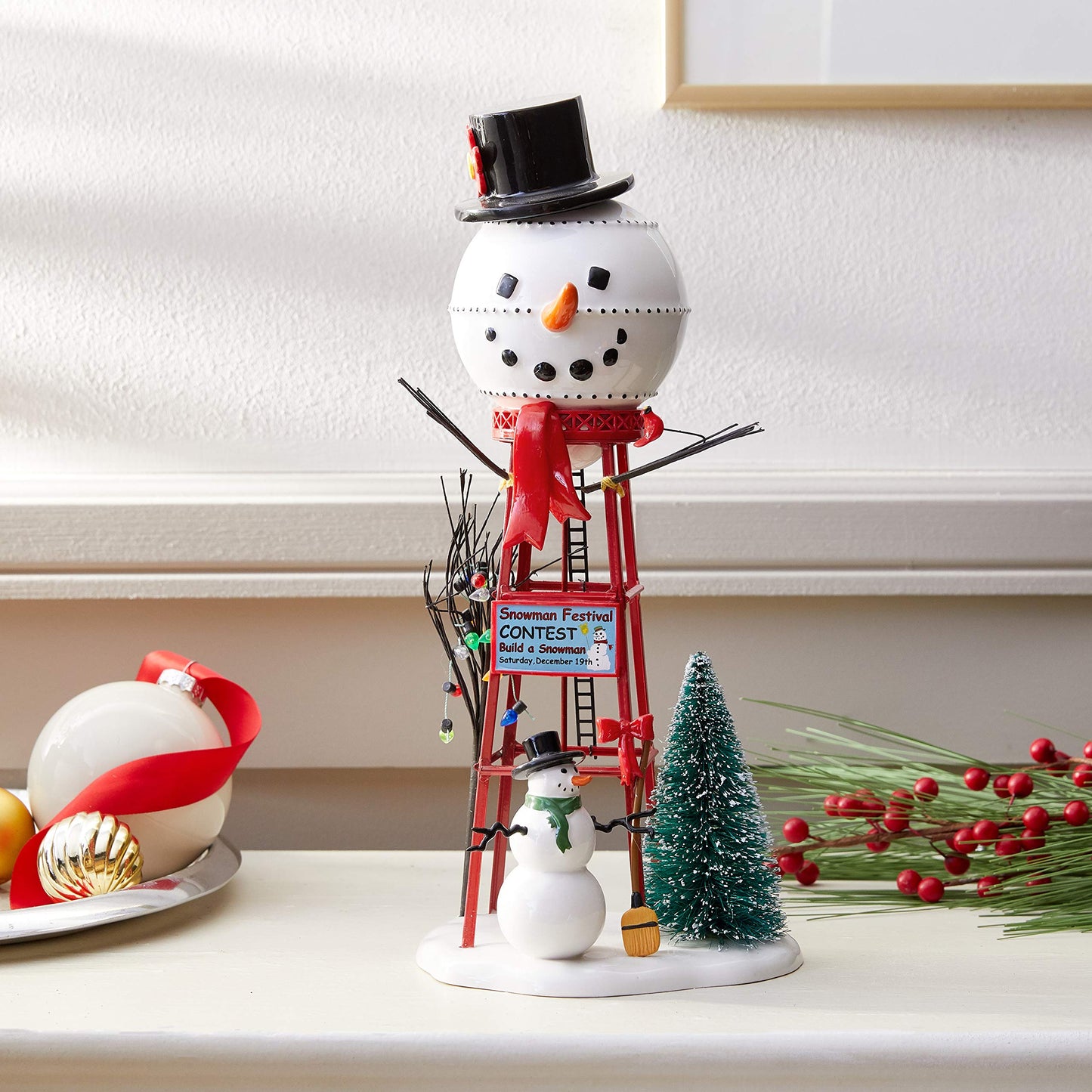 Accessories for Villages Snowman Watertower Figurine Accessory , 12 Inch