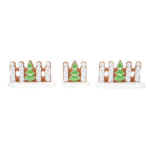 Accessories for Village Collections Gingerbread Christmas Fence Figurine Set, 1.5 Inch, Multicolor