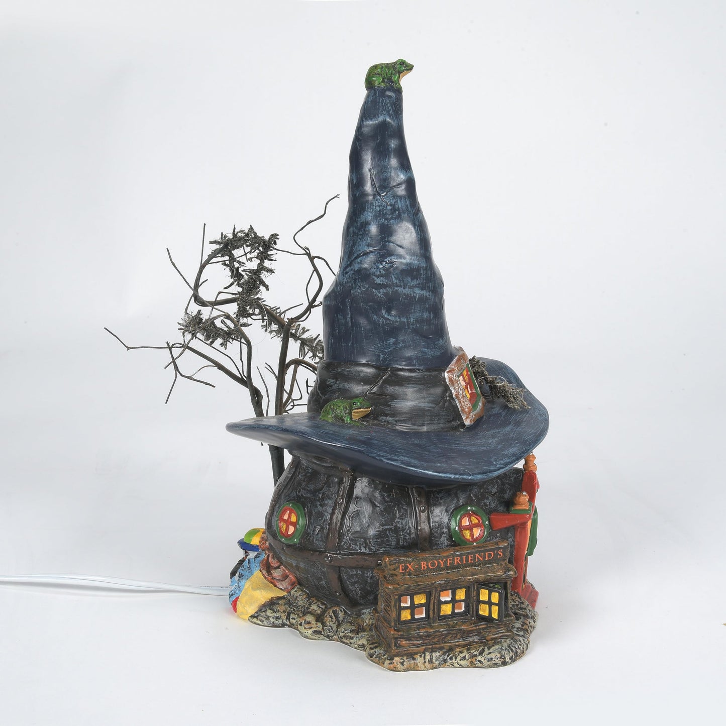 Ceramic Snow Village Halloween Witch Hollow Toads and Frogs Witchcraft Haunt Lit House, 5.91 Inch, Multicolor