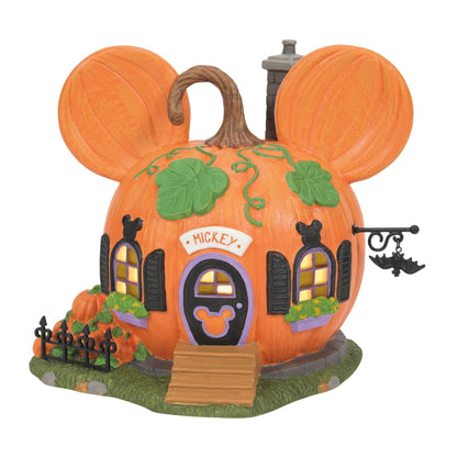 Disney Village Halloween Mickey Mouse Pumpkintown House Lit Building, 5.83 Inch, Multicolor