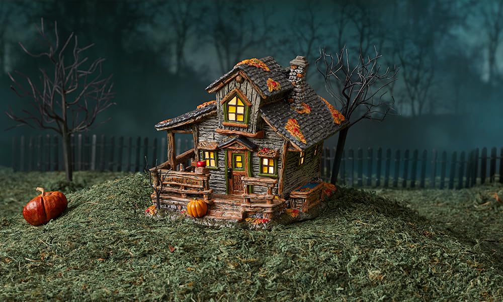 Snow Village Halloween Sleepy Hollow Ichabod Crane's House Lit Building, 6.5 Inch, Multicolor