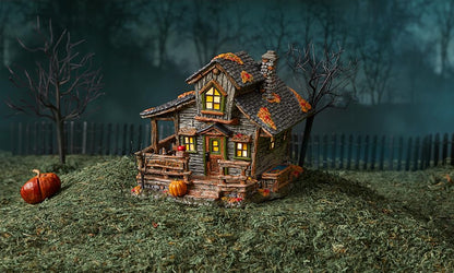 Snow Village Halloween Sleepy Hollow Ichabod Crane's House Lit Building, 6.5 Inch, Multicolor