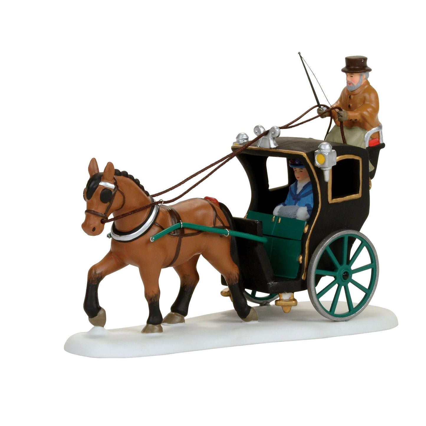 Ceramic Dickens Holiday Cab Ride Figurine Village Accessory, Multicolor, 4, Multicolor