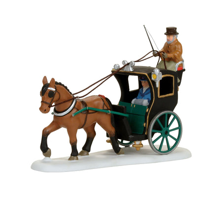 Ceramic Dickens Holiday Cab Ride Figurine Village Accessory, Multicolor, 4, Multicolor