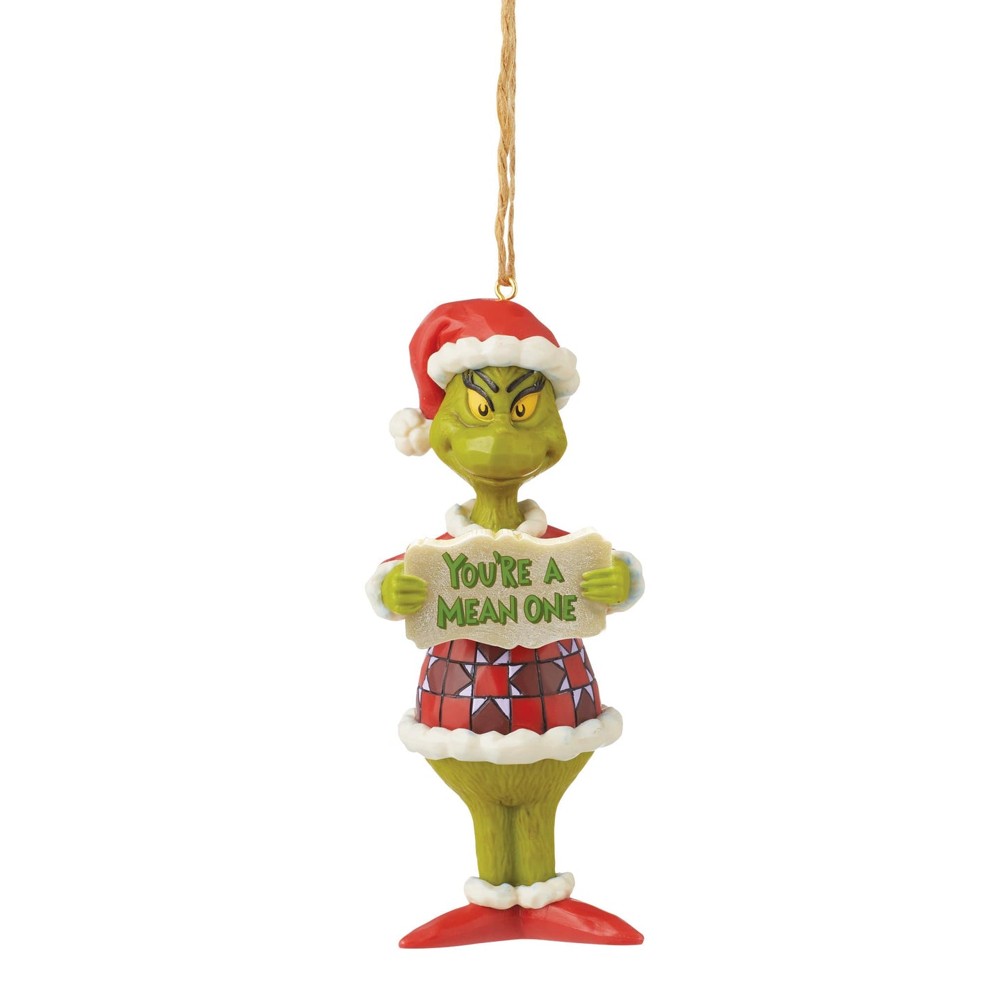 Jim Shore Dr. Seuss The Grinch You're a Mean One Hanging Ornament, 5 Inch, Multicolor