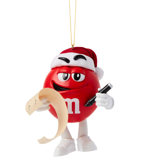 M&M's Red Character with Christmas List Hanging Ornament, 3.25 Inch, Multicolor