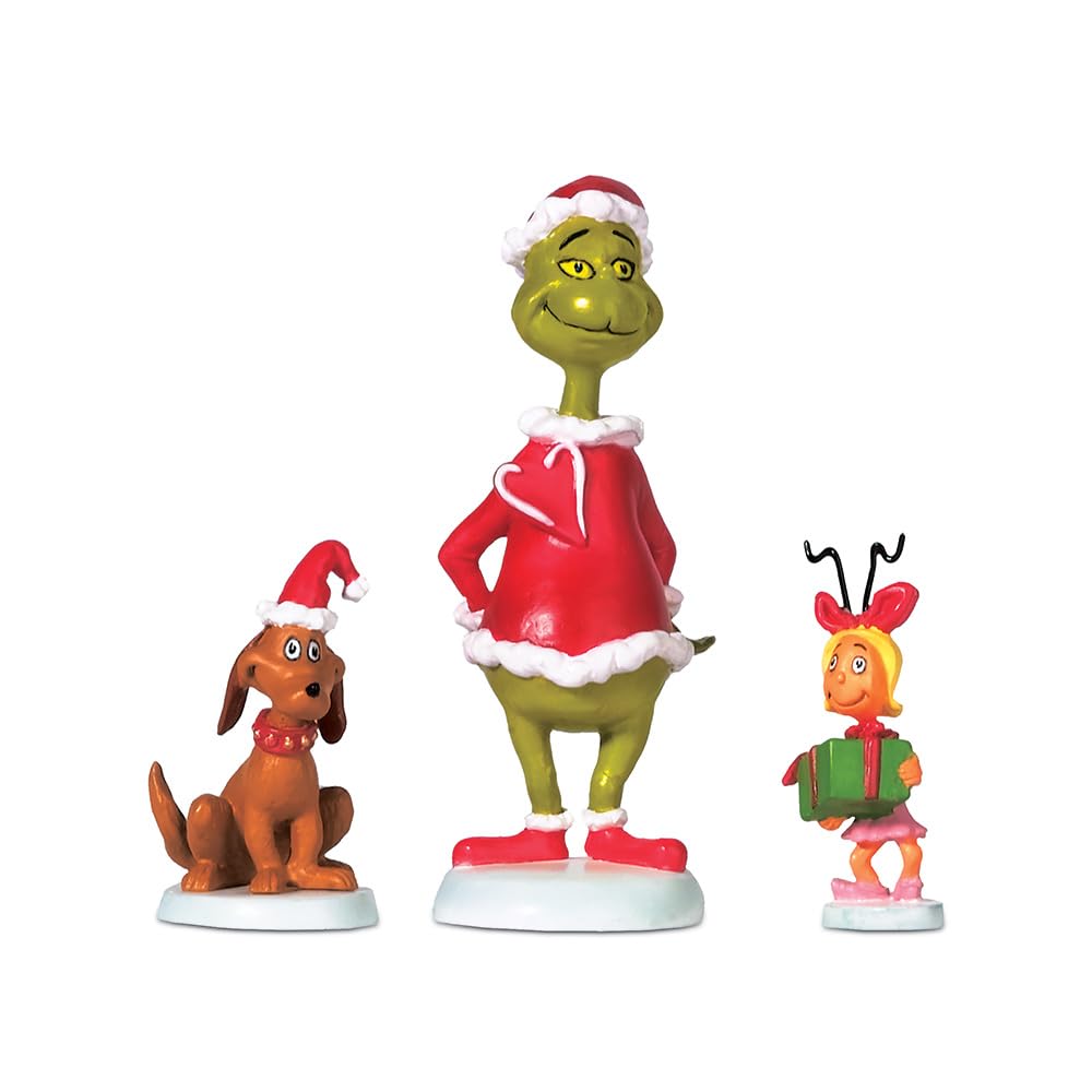 Grinch Village Max and Cindy - Lou Who Accessory Figurine, 2.75 inch, Red