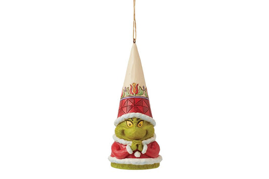 Dr. Seuss Grinch by Jim Shore Gnome Santa Grinch Hands Folded Hanging Ornament, Resin Hand Crafted Collectible Christmas Figurines Home Decor Sculpture Shelf Statue Gift, 5 Inch, Multicolor