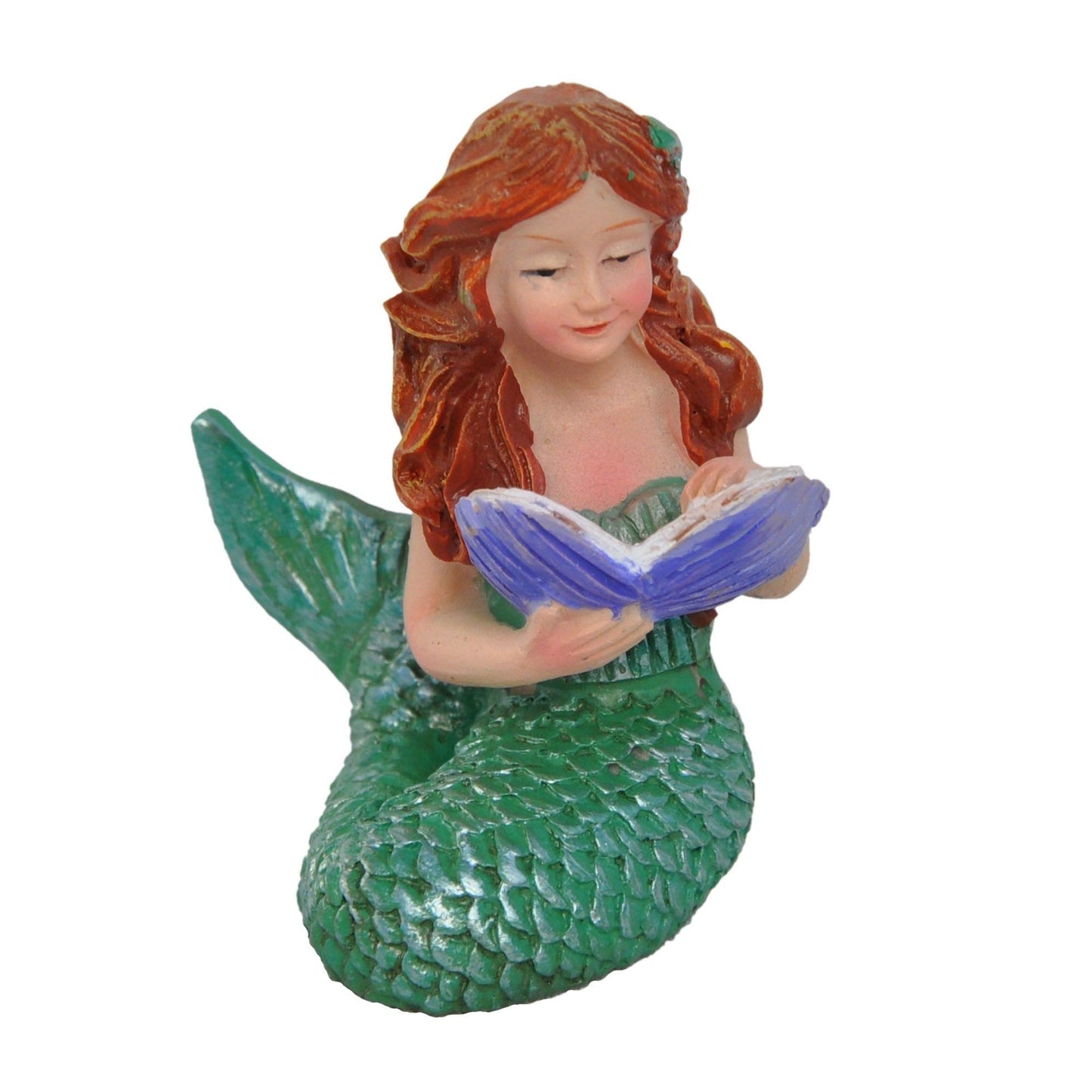 The Fiddlehead Fairy Garden Miniature Reading Mermaid Fairy Garden Figurine Statue - Blue - Multicolor