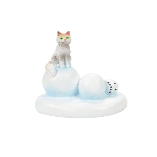 Accessories for Village Collections White Christmas Kitten and Snowman Sorry Not Figurine, 1.625 Inch, Multicolor