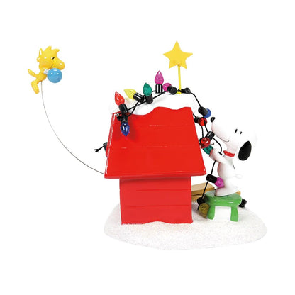 Peanuts Decoration, Snoopy‚Äôs Dog House, Woodstock, Christmas Lights, 8", Red