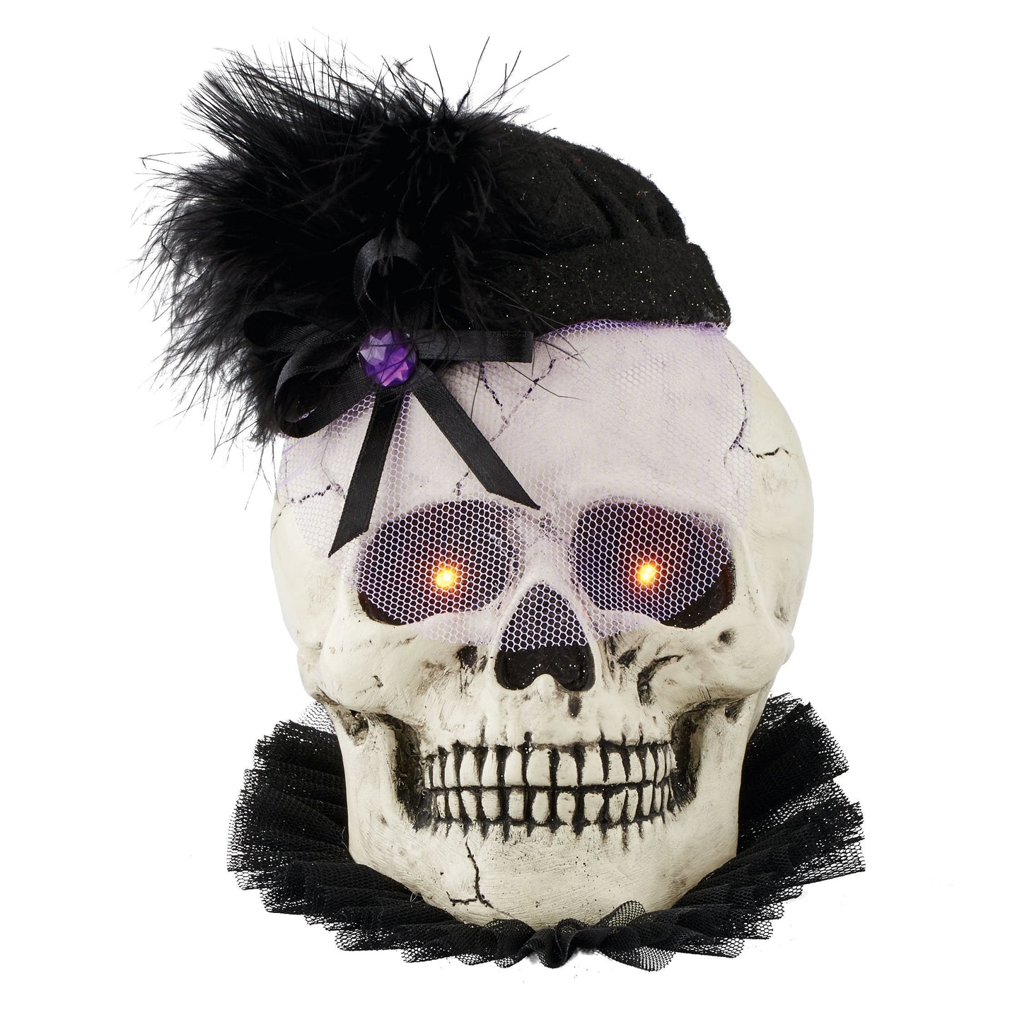 Halloween Skeletons Witch Hollow Madame Lit Skull Figurine, 5 inch (4052642)
