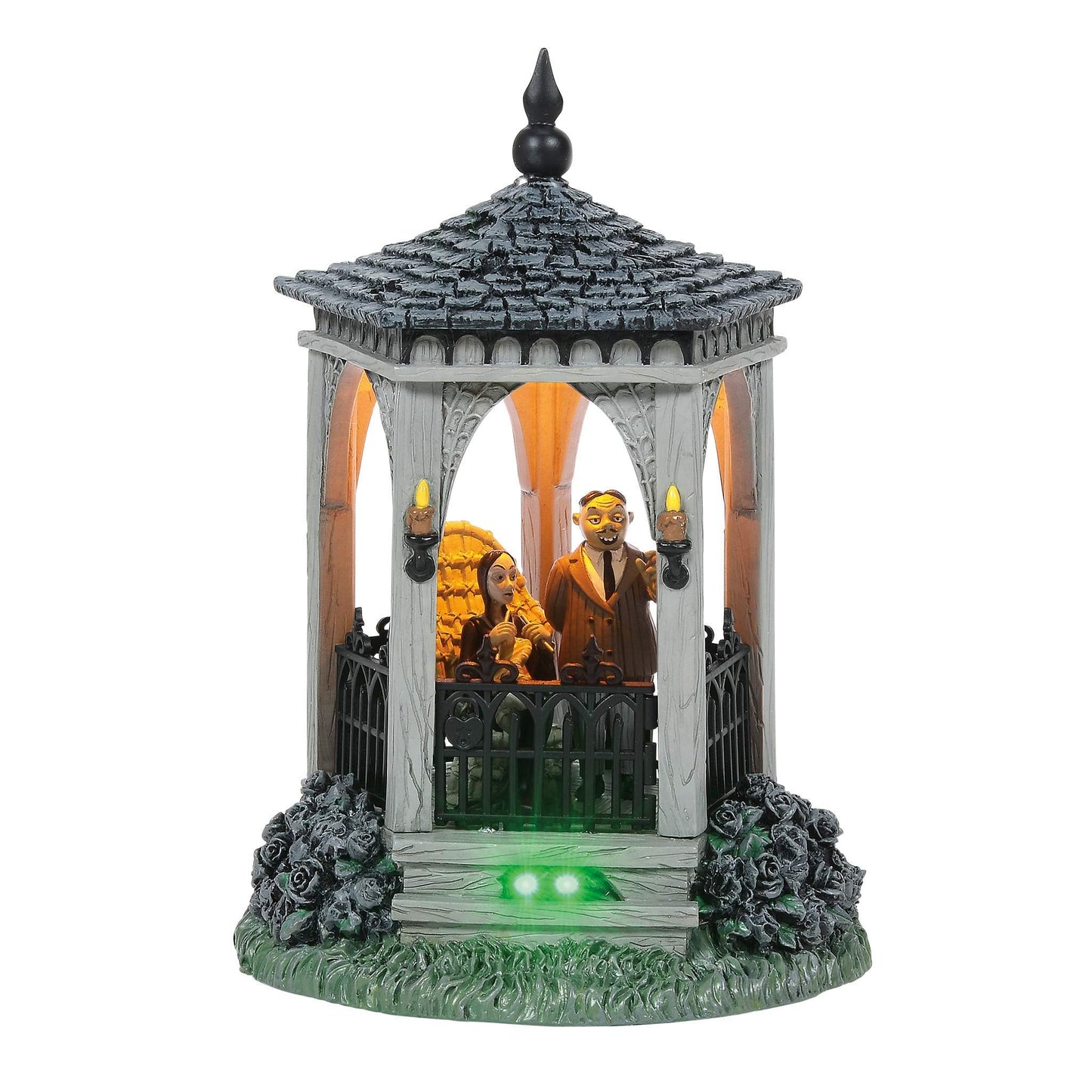 Resin,The Addams Family Village Gazebo at Moonlight Lit Building, 6.89 Inch, Multicolor