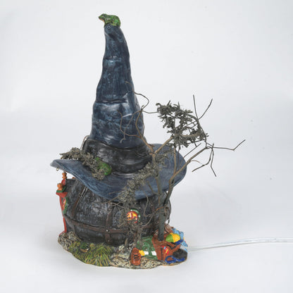Ceramic Snow Village Halloween Witch Hollow Toads and Frogs Witchcraft Haunt Lit House, 5.91 Inch, Multicolor