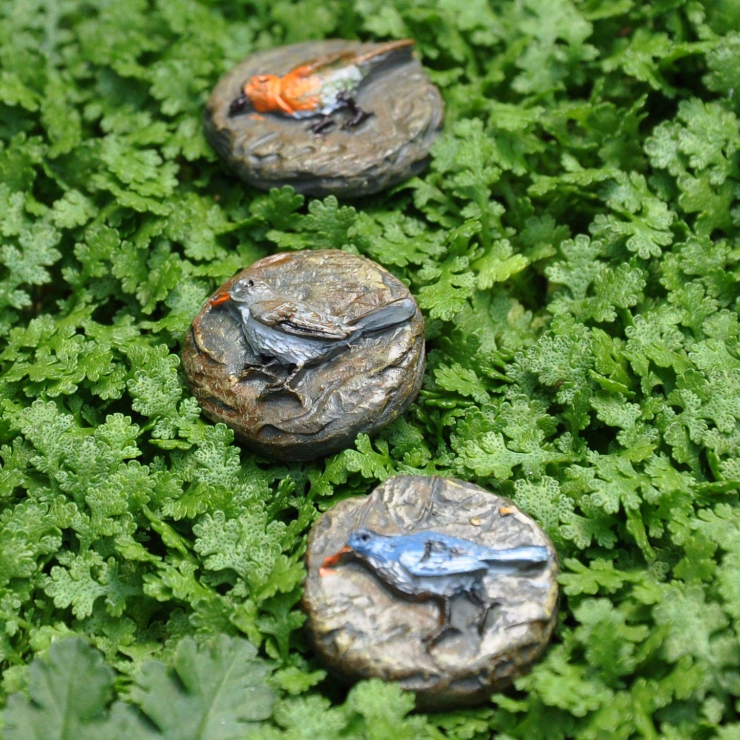 Miniature Fairy Garden Bird Stepping Stones Set of 3