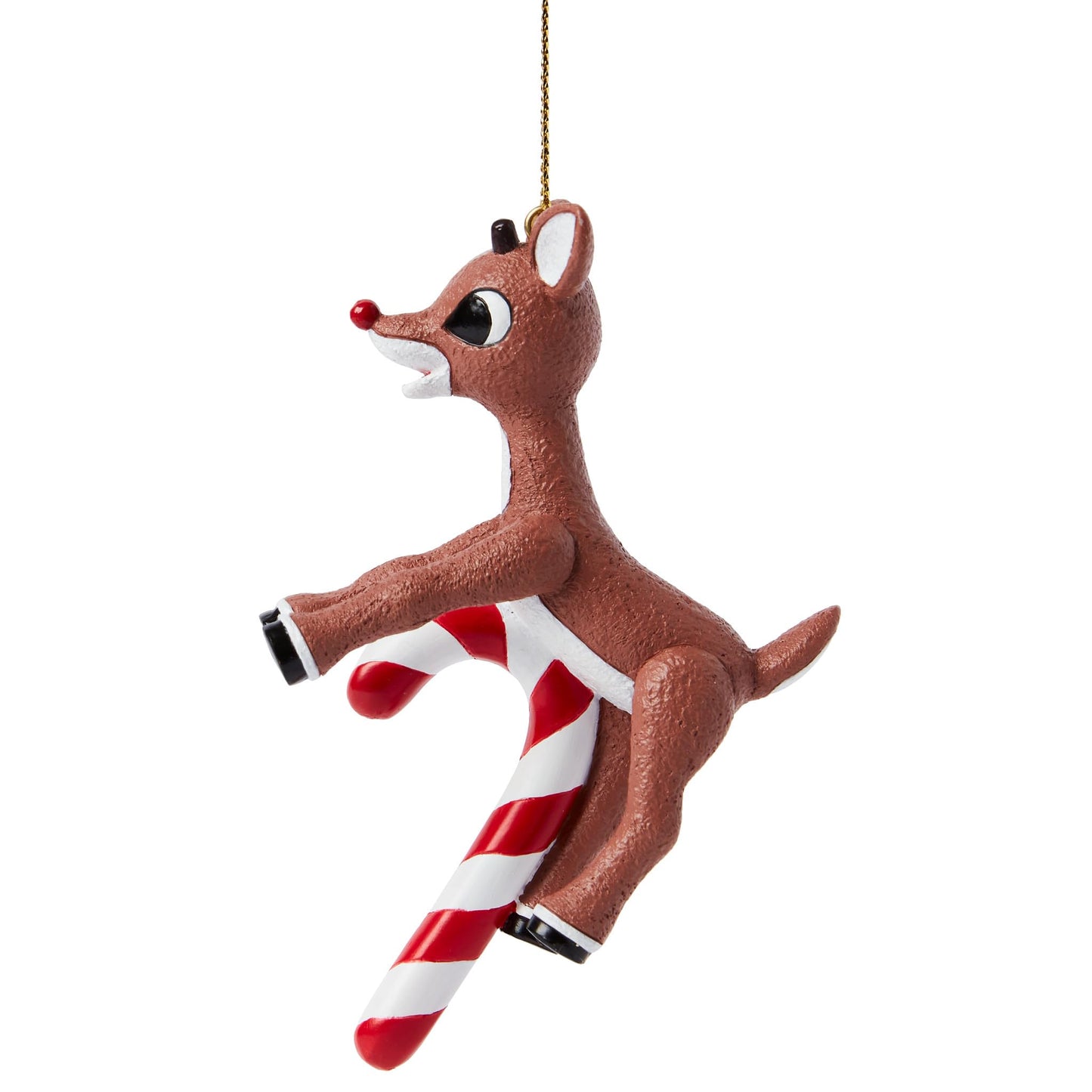 Rudolph The Red - Nosed Reindeer on Candy Cane Hanging Ornament, 4.13 Inch, Multicolor