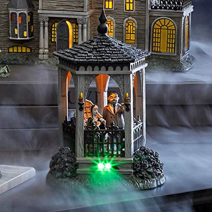 Resin,The Addams Family Village Gazebo at Moonlight Lit Building, 6.89 Inch, Multicolor
