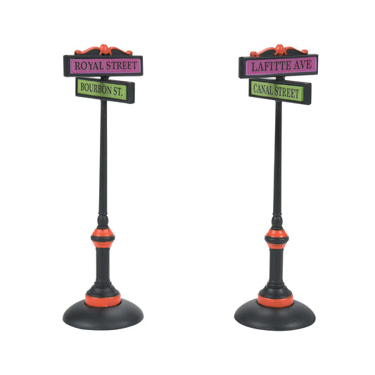 Village Accessories Halloween Festive Street Signs Figurine Set, 4.25 Inch, Multicolor