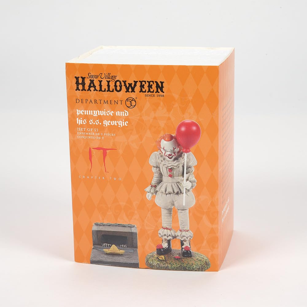Snow Village Accessories Halloween IT Chapter Two Pennywise and The S.S. Georgie Figurine Set, 3.75 Inch, Multicolor