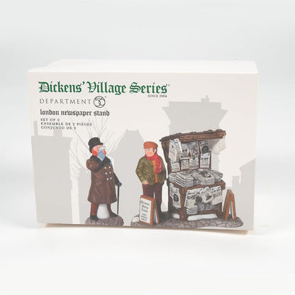 Dickens' Village London Newspaper Stand Accessory Figurine (Set of 2) , 3.2 Inch