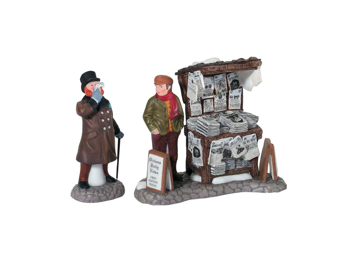 Dickens' Village London Newspaper Stand Accessory Figurine (Set of 2) , 3.2 Inch