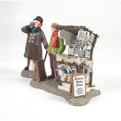 Dickens' Village London Newspaper Stand Accessory Figurine (Set of 2) , 3.2 Inch