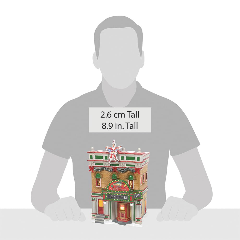 Original Snow Village National Lampoon's Christmas Vacation Premiere at Plaza Theatre Lit Building, 8.9 Inch, Multicolor