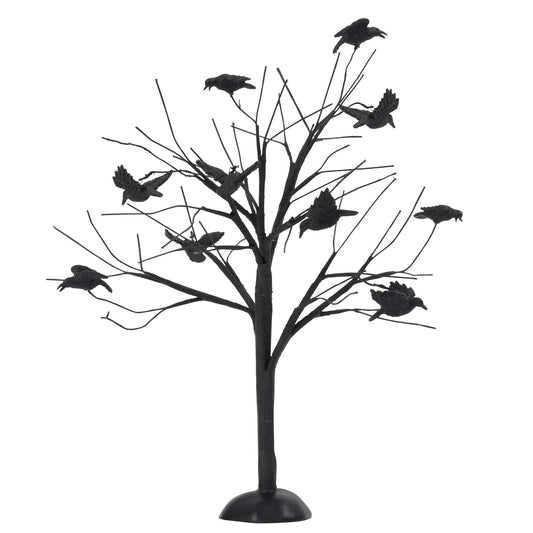 Halloween Accessories for Village Collections Murder of Crows Tree Figurine, 10.04 Inch, Black