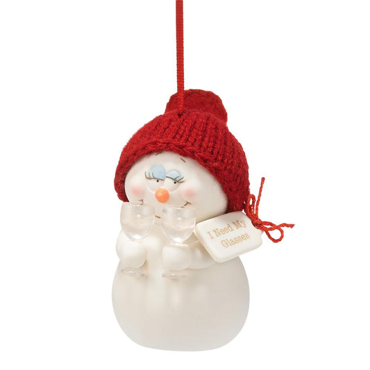 Snowpinions ‚ÄúI Need My Glasses‚Äù Porcelain Snowman Hanging Christmas Ornament, 3.25‚Äù