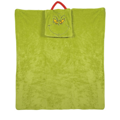 Snowpinions Dr. Seuss The Grinch Super Soft Fleece Travel Blanket, 36 by 40 Inch, Green