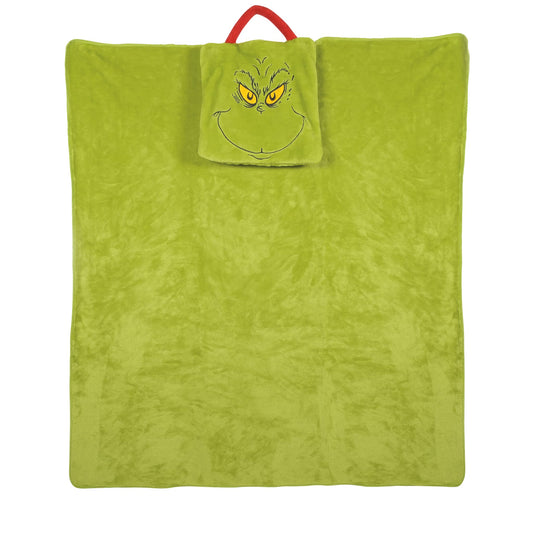 Snowpinions Dr. Seuss The Grinch Super Soft Fleece Travel Blanket, 36 by 40 Inch, Green