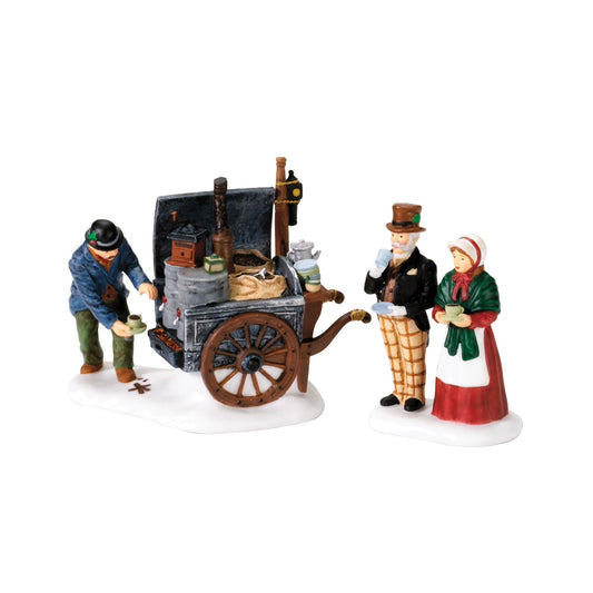 Dickens' Village The Coffee Stall Building and Accessory Figurine (Set of 2), 2.5 Inch