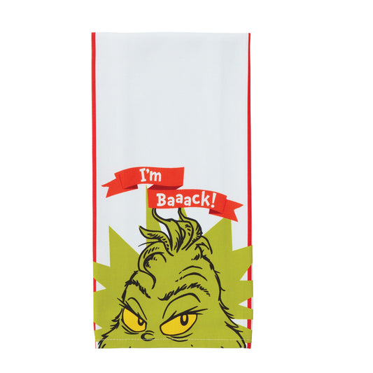 Dr. Seuss The Grinch I'm Back Tea Towel Dish Cloth, 26.5 Inch, Multicolor