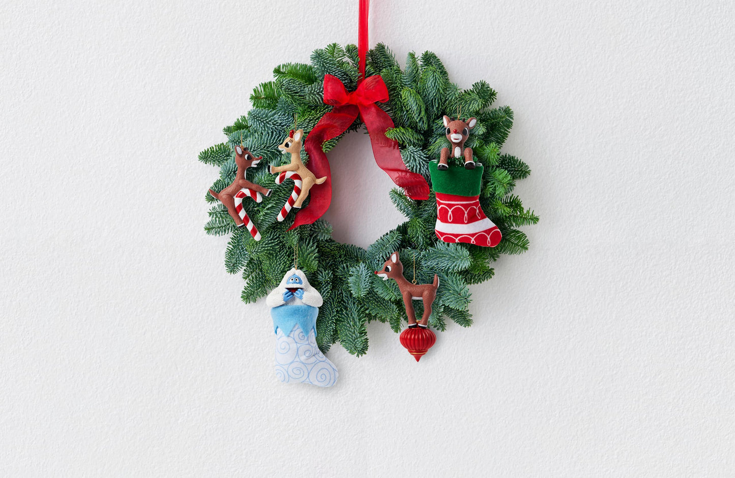 Rudolph The Red - Nosed Reindeer on Candy Cane Hanging Ornament, 4.13 Inch, Multicolor