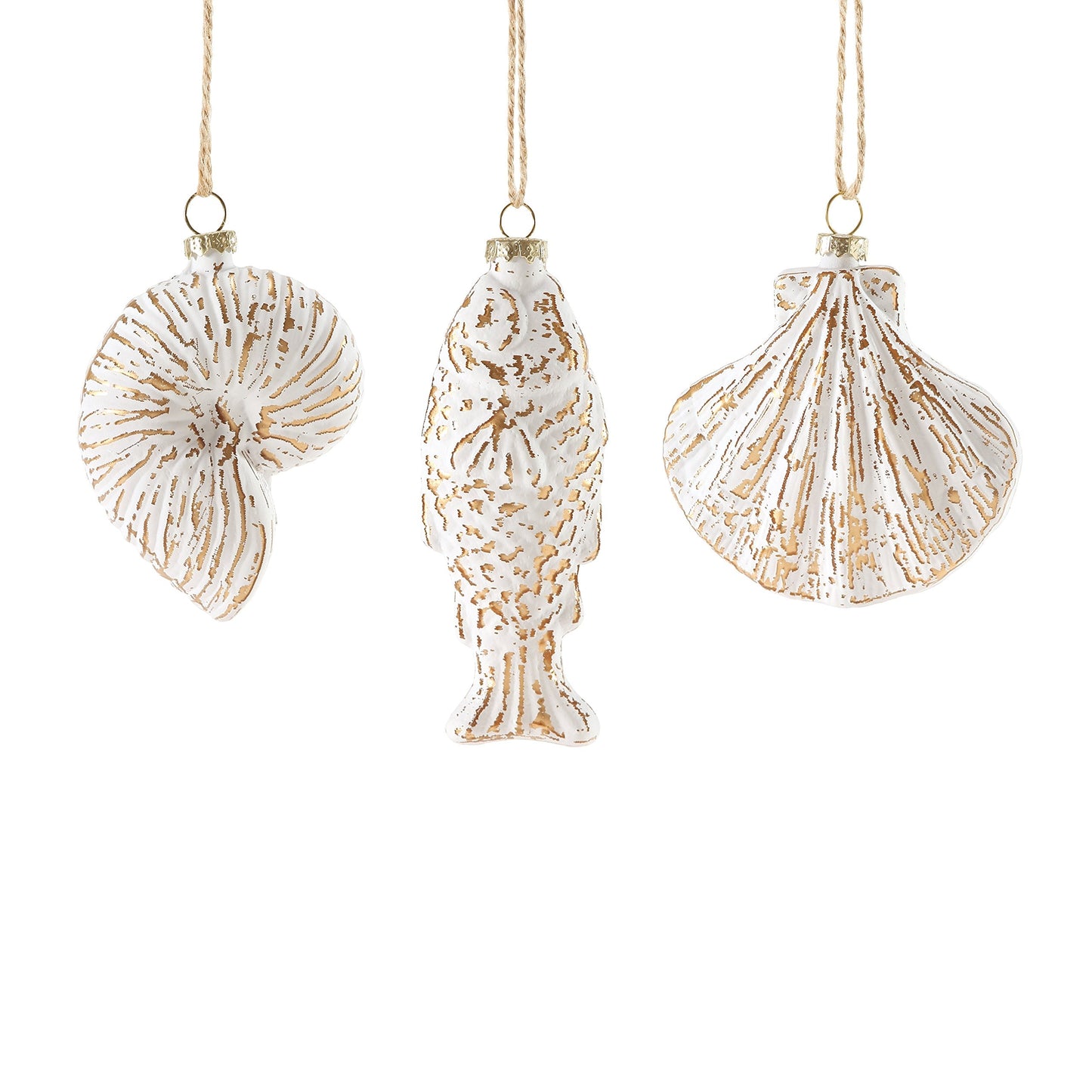 Gone to the Beach Whitewashed Glass Ornament, 4 inch (assorted styles)