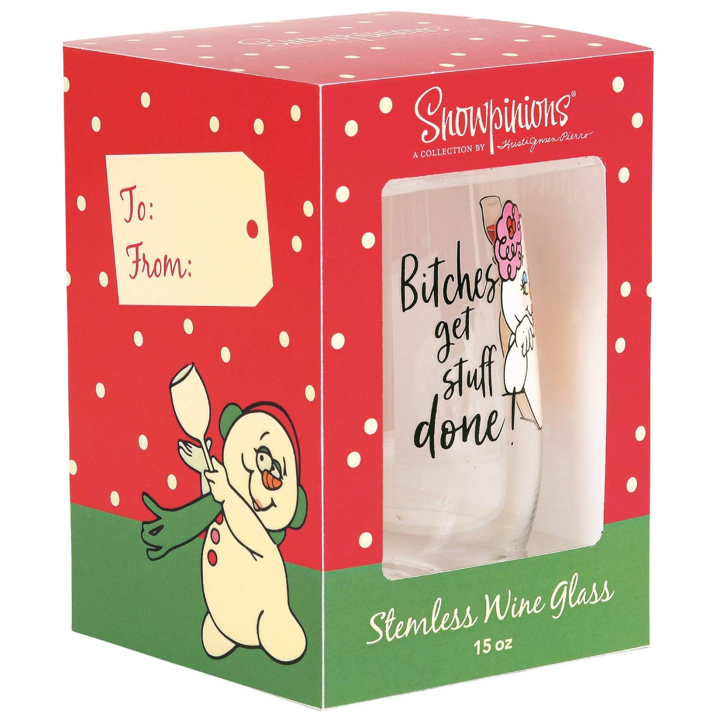 Snowpinions B's Get Stuff Done Wine Glass, 15 Ounce, Clear